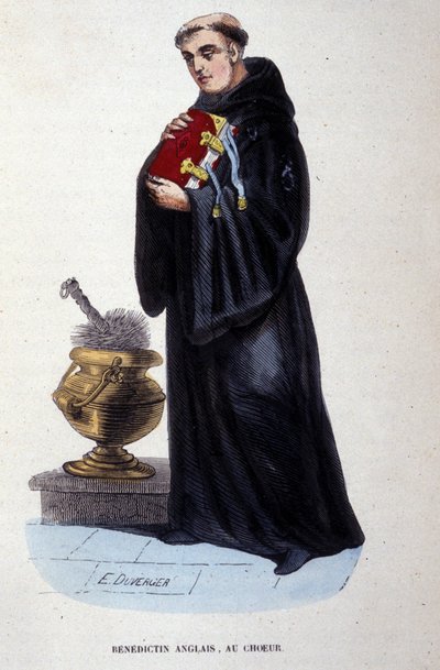 Angielski benedyktyn. Rycina z albumu na zakony, Paryż autorstwa Unknown artist