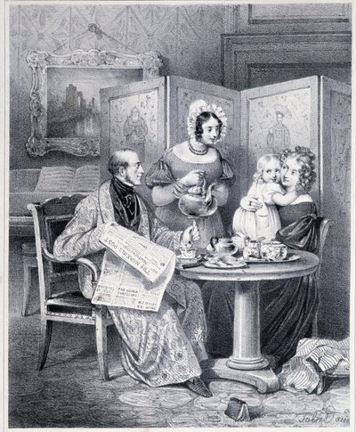 Angielska para pijąca herbatę - XIX wiek. autorstwa Unknown artist