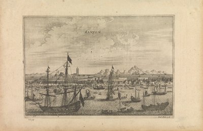 Rycina zatytułowana "Kanton 1655", będąca impresją artysty na temat Kantonu z łodzi w 1655 r. autorstwa Unknown artist