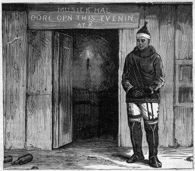 Eskimos z wyspy Disko (Qeqertarsuaq) Grenlandia pod koniec XIX wieku. grawerunek z 1884 r autorstwa Unknown artist