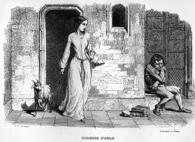 Esmeralda spotyka Quasimodo - w Notre Dame de Paris. autorstwa Unknown artist