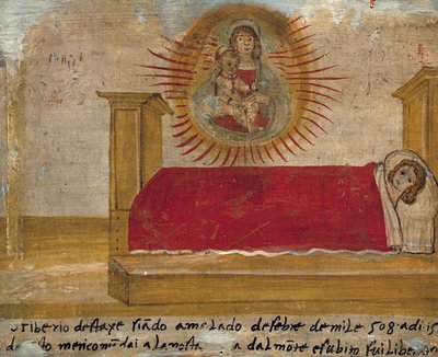 Ex-voto przedstawiające Madonnę z Dzieciątkiem z pacjentem w łóżku, opactwo St Maria del Monte, Cesena autorstwa Unknown artist