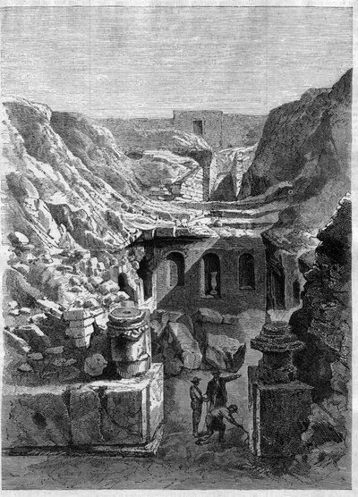 Wykopaliska wykonane w Senlis w 1868 r. - odkryte rzymskie areny wokół miasta - Rycina z 1868 r. autorstwa Unknown artist