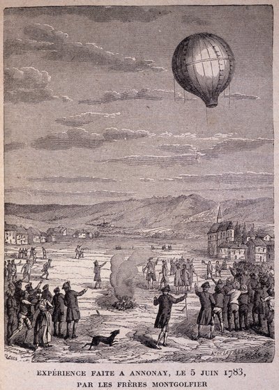 Eksperyment wykonany w Annonay 5 czerwca 1783 r. przez braci Montgolfier - w „Les Contemporains”, b.d. koniec XIX wieku. autorstwa Unknown artist