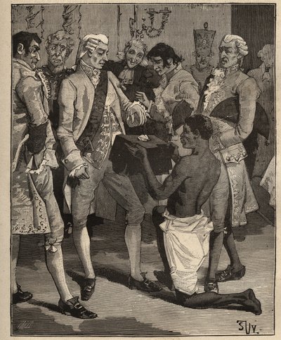 Słynne diamenty: „Cuda cudów” podarowane cesarzowi Brazylii, Joao VI z Portugalii (Jan VI znany jako Klemens) (1767-1826), w 1809 r. Rycina z 1885 r. w „Les arts et metiers illustres”” przez Adolphe BITARD. autorstwa Unknown artist
