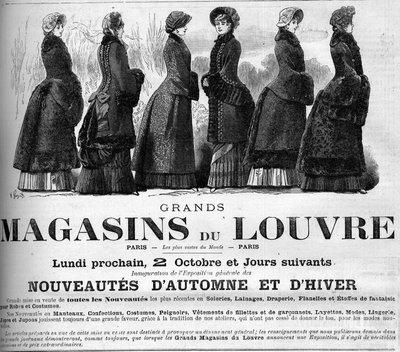 Moda kobieca XIX wiek: reklama domów towarowych w Luwrze autorstwa Unknown artist