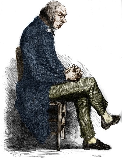 Ojciec Goriot. Grawerowanie w połowie XIX wieku. Ilustracja do „Ojca Goriota” Honore de Balzac (1799-1850). autorstwa Unknown artist