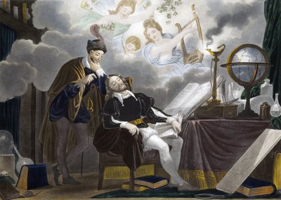 Faust i Mefistofeles - Faust est tente Mefistofelesa - grawer autorstwa Unknown artist