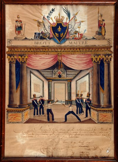 Szermierka: patent Conta pointe z kwietnia 1826 r. autorstwa Unknown artist