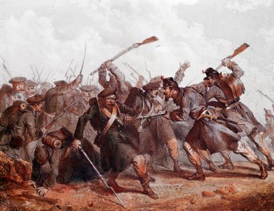 Walka między armią rosyjską a koalicją angielską, osmańską i francuską autorstwa Unknown artist
