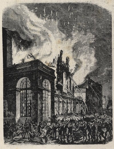 Pożar Opera de la rue Lepelletier (Le Peletier) w Paryżu 28 października autorstwa Unknown artist