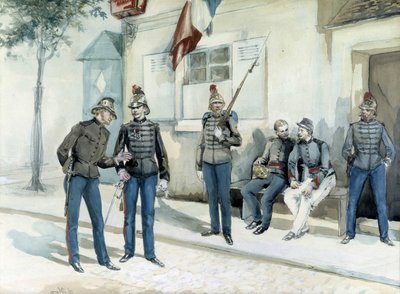 Strażacy przed koszarami w 1870 r. autorstwa Unknown artist