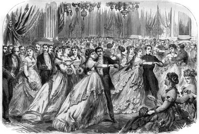 Pierwszy bal Hotelu de Ville w Paryżu 16 stycznia 1868 r. Grawer w „Wspaniałym wszechświecie” autorstwa Unknown artist