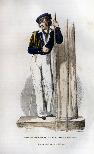 Uczeń pierwszej klasy marynarki francuskiej. w „Histoire generale de la marine” pod kierunkiem pana Van Tenac autorstwa Unknown artist