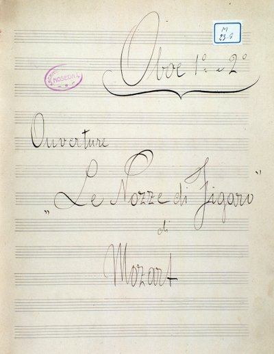 Pierwsza strona nuty na obój Le nozze di Figaro, opera Mozarta (XIX w.) autorstwa Unknown artist