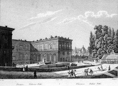 Florencja: Widok Pałacu Pitti na początku XIX wieku. autorstwa Unknown artist