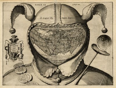 Mapa świata Głowa Głupca, ok. 1587-1595 (miedzioryt) autorstwa Unknown Artist