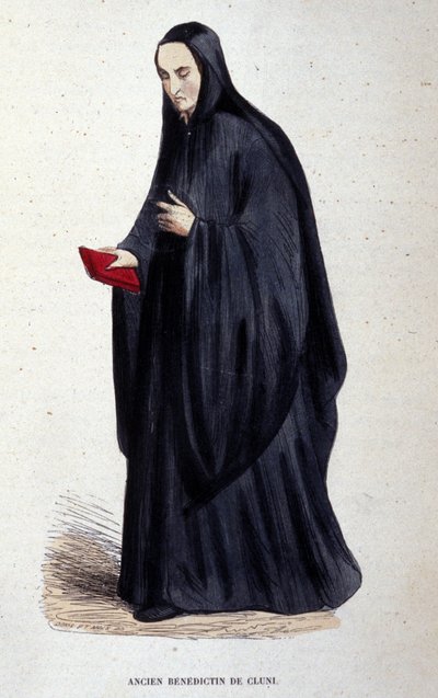Były benedyktyn po Cluny. Rycina z albumu na zakony, Paryż autorstwa Unknown artist
