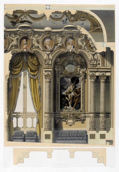 Foyer de la Danse w Operze Garnier - chromolitografia, koniec XIX wieku autorstwa Unknown artist