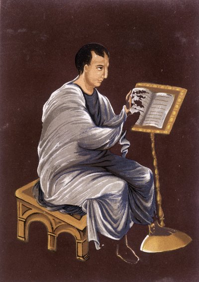 Francja w IX wieku: Czytanie Ewangelii. autorstwa Unknown artist