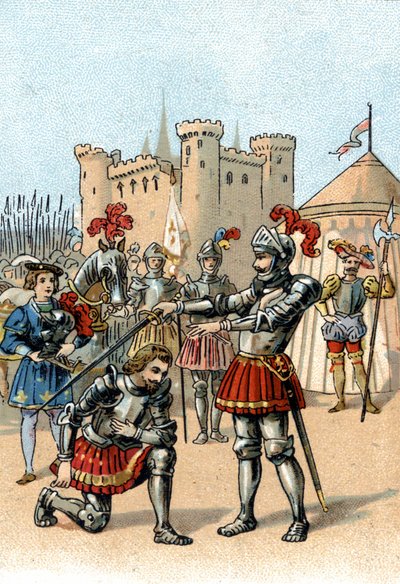 Franciszek I z Francji prosi o pasowanie na rycerza przez Kawalera Bayarda po zwycięstwie w bitwie pod Marignano we Włoszech autorstwa Unknown artist