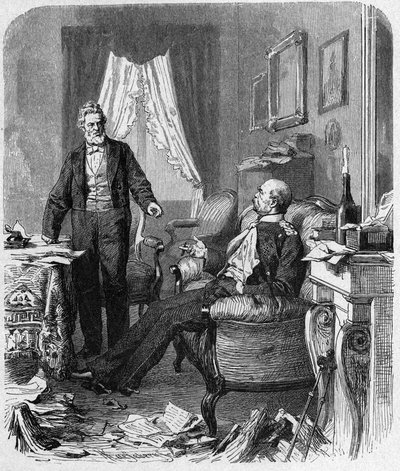 Wojna francusko-pruska (1870-1871) rozmowa hrabiego Bismarcka z M. Jules Favre, wrzesień 1870 - rozmowa polityczna kanclerza Bismarcka (1815-1898), Julesa Favre