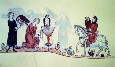 Fryderyk II (1194 - 1250) Cesarz niemiecki w 1212 r. Miniatura pochodzi z XIII-wiecznego sokolnictwa. Paryż. B N autorstwa Unknown artist