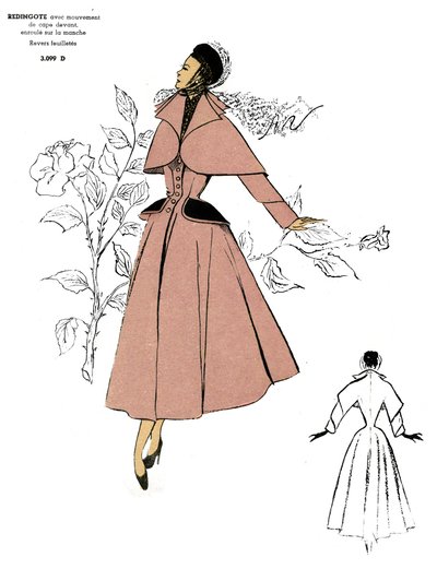Moda francuska, projekt płaszcza Redingote. autorstwa Unknown artist
