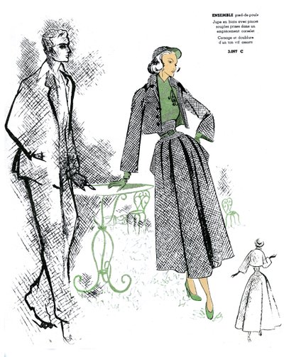 Francuska moda, projekt stroju w pepitkę. autorstwa Unknown artist