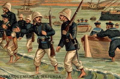 Wojska francuskie wylądowały w Majunga na Madagaskarze w 1895 r. autorstwa Unknown artist