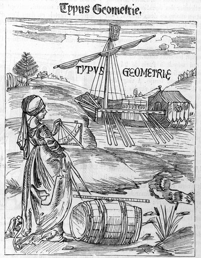 Frontyspicjum geometrii w „Margarita Philosophica” Gregora Reischa (1467-1525) autorstwa Unknown artist