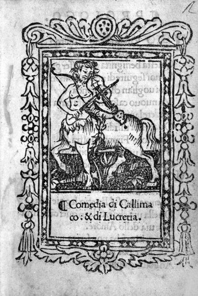 Frontyspicjum komedii „La Mandragola” Niccolo di Bernardo dei Machiavelli (Nicolas Machiavel autorstwa Unknown artist