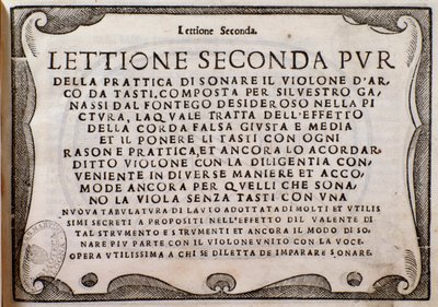Frontyspis Second Lettione autorstwa Silvestro Ganassi z Fontego autorstwa Unknown artist