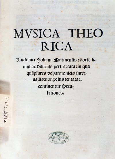 Frontyspis Musica Theorica Ludovico Foliani (grafika) autorstwa Unknown artist