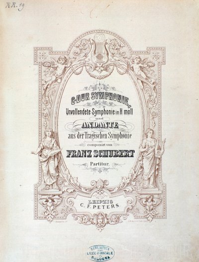 Frontyspis partytury Niedokończonej symfonii Franza Schuberta autorstwa Unknown artist