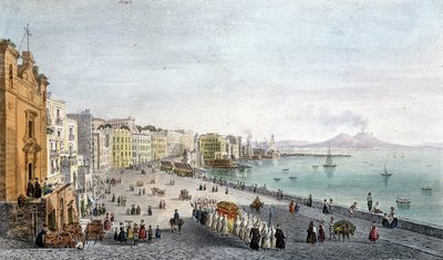 Pogrzeb w Zatoce Neapolitańskiej na tle Vesuve. autorstwa Unknown artist