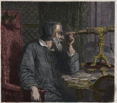 Galileo Galilei i jego teleskop autorstwa Unknown artist