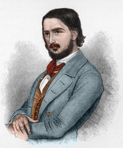Georg Friedrich Rudolph Theodor Herwegh (1817-1875) Niemiecki poeta, rewolucjonista i tłumacz. autorstwa Unknown artist