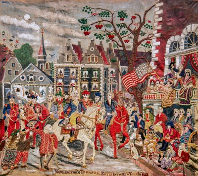 George Washington triumfalnie przybywający do Federal Hall w Nowym Jorku autorstwa Unknown artist