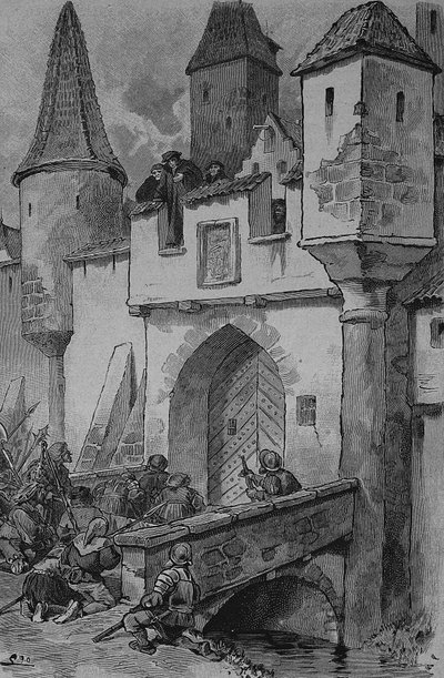 Niemiecka wojna chłopska (1524-1526): Eberlin zajęty ludnością miejską na Augstbruecke do Erfurtu, Johann Eberlin Gunzburg był niemieckim teologiem i reformatorem społecznym, Reformacja we Frankonii autorstwa Unknown artist