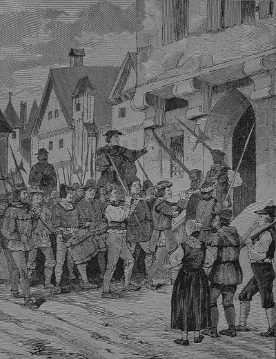 Niemiecka wojna chłopska (1524-1526): Orenbach, rolnicy, Rotenburg, Bawaria, Niemcy autorstwa Unknown artist