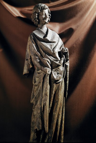 Sztuka gotycka: „Anioł”” Rzeźba w drewnie. XIII w. Wym. 72 cm Paryż, Luwr autorstwa Unknown artist