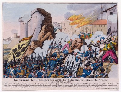 Guerre russo-turque de 1828-1829 - Szturm na bastiony Warny przez armię rosyjską we wrześniu 1828 r. przez Anonim autorstwa Unknown artist