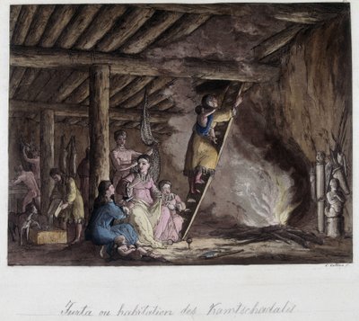 Siedlisko Kamtschadales na Syberii. W „”Stary i współczesny kostium”” autorstwa Unknown artist