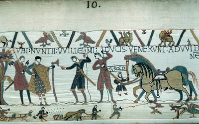 Harold, który przybył do Księcia Normandii Wilhelma Zdobywcy (1027-1087), że będzie następcą korony Anglii po śmierci Edwarda Wyznawcy, został wzięty do niewoli przez hrabiego Guy de Ponthieu. Książę Normandii wysłał emisariuszy do autorstwa Unknown artist
