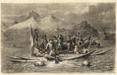 Harp Seal Hunt - Polowanie na foki na Grenlandii - Grawerowanie z „” The Illustrous Universe”” 1866 autorstwa Unknown artist