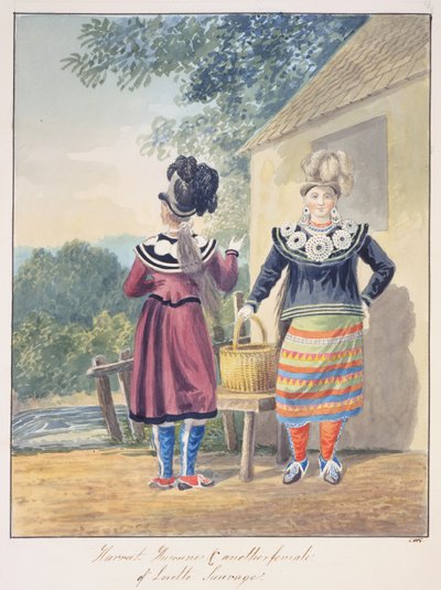 Harriet Huronne i inna samica Lorette Sauvage, ok. 1843-50 (akwarela) autorstwa Unknown artist