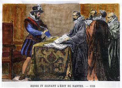 Henri IV (1553-1610) podpisał Edit de Nantes w 1598 roku. autorstwa Unknown artist