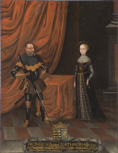 Henryk IV de Saxe, dit le Pieux et Catherine de Mecklenburg - książę Henryk Pobożny (1473-1541) i księżna Katarzyna Meklemburska (1487-1561), Anonim. Olej na płótnie. Wymiar: 101,5x79 cm. Muzeum Narodowe w Sztokholmie autorstwa Unknown artist