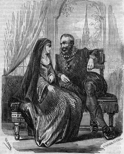 Henryk IV król Francji (1553-1610) z ksieni Montmartre Marie de Beauvilliers - Rycina z XIX wieku autorstwa Unknown artist